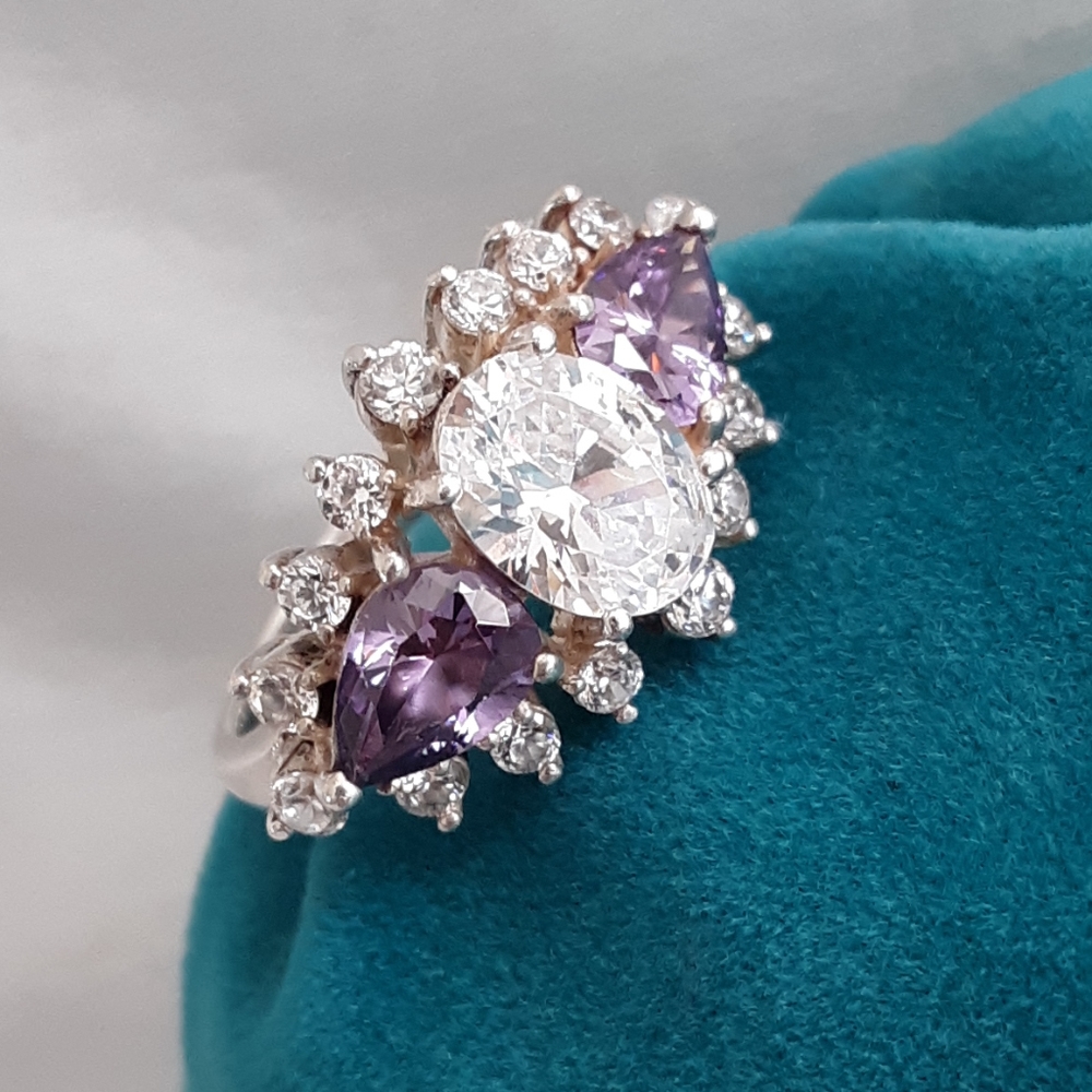 Vintage Purple and Silver Women's Ring